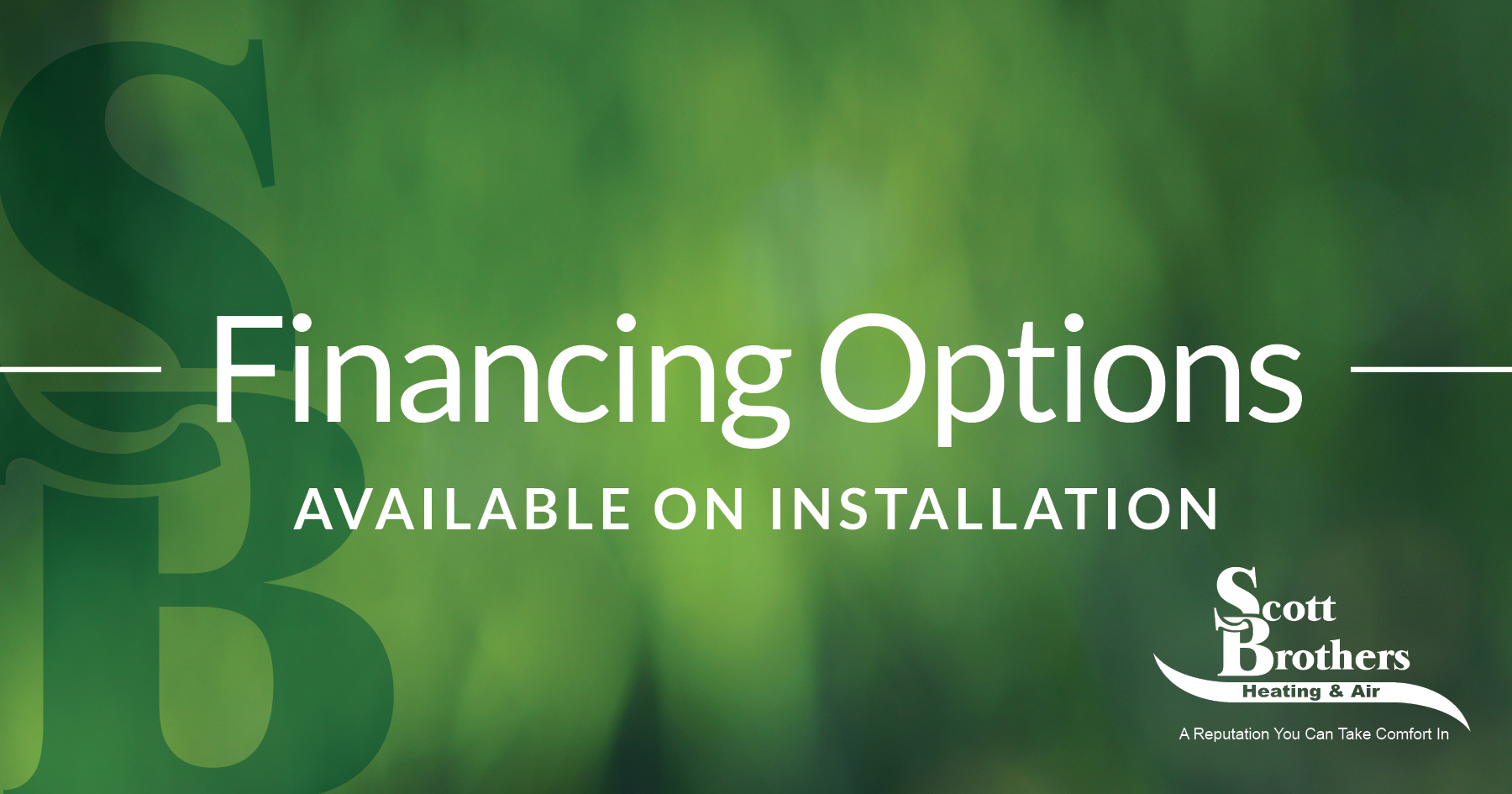 Financing options available on installation.